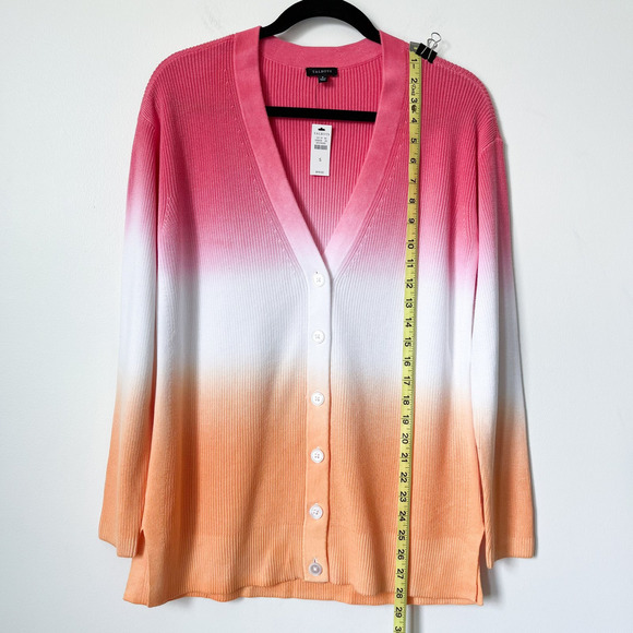 NWT Talbots Ombre Cardigan Sweater Pink Orange Womens Small Coastal Summer - Picture 6 of 9